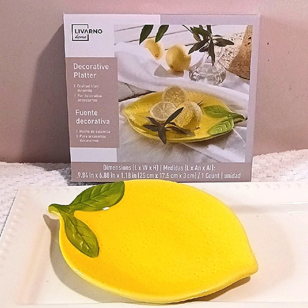 Livarno Home 🍋Lemon-Shaped Ceramic Platter 🍋🌿🍋🌿🍋🌿🍋